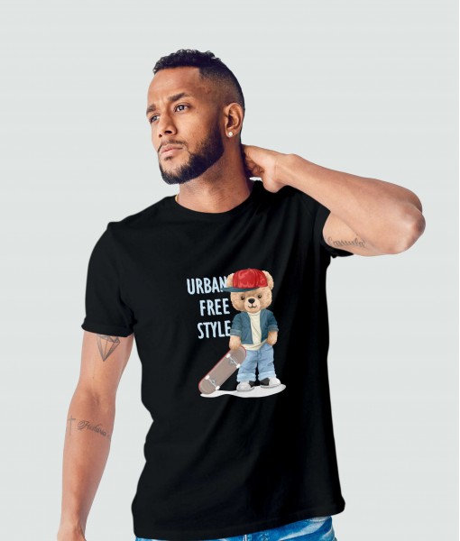 Мъжка тениска с щампа Мечета Urban free styler bear